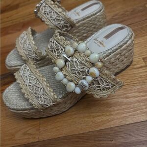 Sam Edelman Natural Woven Wedge Sandals